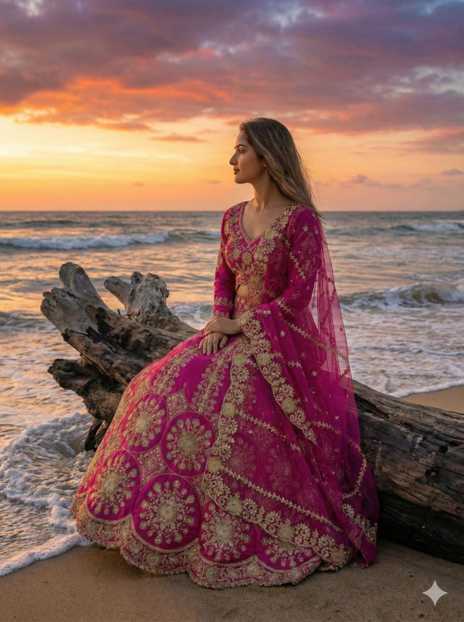 Rani Pink Two Tone Silk Heavy Thread, Coding & Sequins Embroidered Designer Bridal Lehenga Choli SetRani Pink Two Tone Silk Heavy Thread, Coding & Sequins Embroidered Designer Bridal Lehenga Choli Set