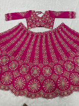 Rani Pink Two Tone Silk Heavy Thread, Coding & Sequins Embroidered Designer Bridal Lehenga Choli SetRani Pink Two Tone Silk Heavy Thread, Coding & Sequins Embroidered Designer Bridal Lehenga Choli Set