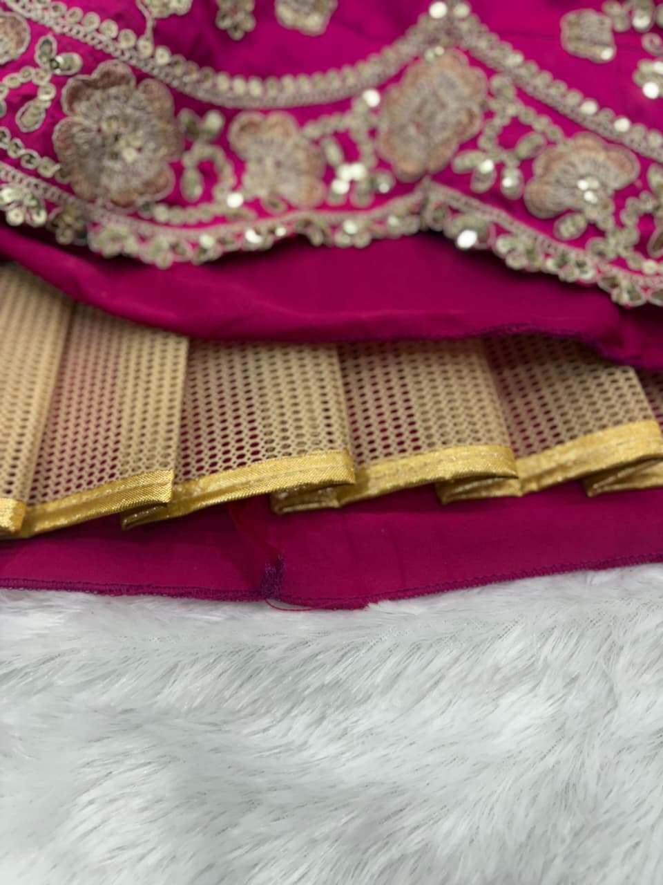 Rani Pink Two Tone Silk Heavy Thread, Coding & Sequins Embroidered Designer Bridal Lehenga Choli SetRani Pink Two Tone Silk Heavy Thread, Coding & Sequins Embroidered Designer Bridal Lehenga Choli Set