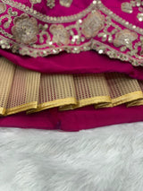 Rani Pink Two Tone Silk Heavy Thread, Coding & Sequins Embroidered Designer Bridal Lehenga Choli SetRani Pink Two Tone Silk Heavy Thread, Coding & Sequins Embroidered Designer Bridal Lehenga Choli Set