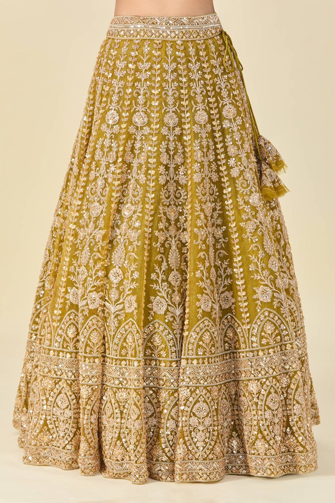 Mustard Yellow Heavy Embroidery, Dori & Sequins Work Premium Butterfly Net Designer Bridal Lehenga Choli Set