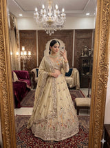 Off-White / Cream Heavy Embroidery, Cutwork Dori & Sequins Work Premium Rangoli Silk Designer Bridal Lehenga Choli Set