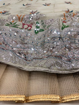 Off-White / Cream Heavy Embroidery, Cutwork Dori & Sequins Work Premium Rangoli Silk Designer Bridal Lehenga Choli Set