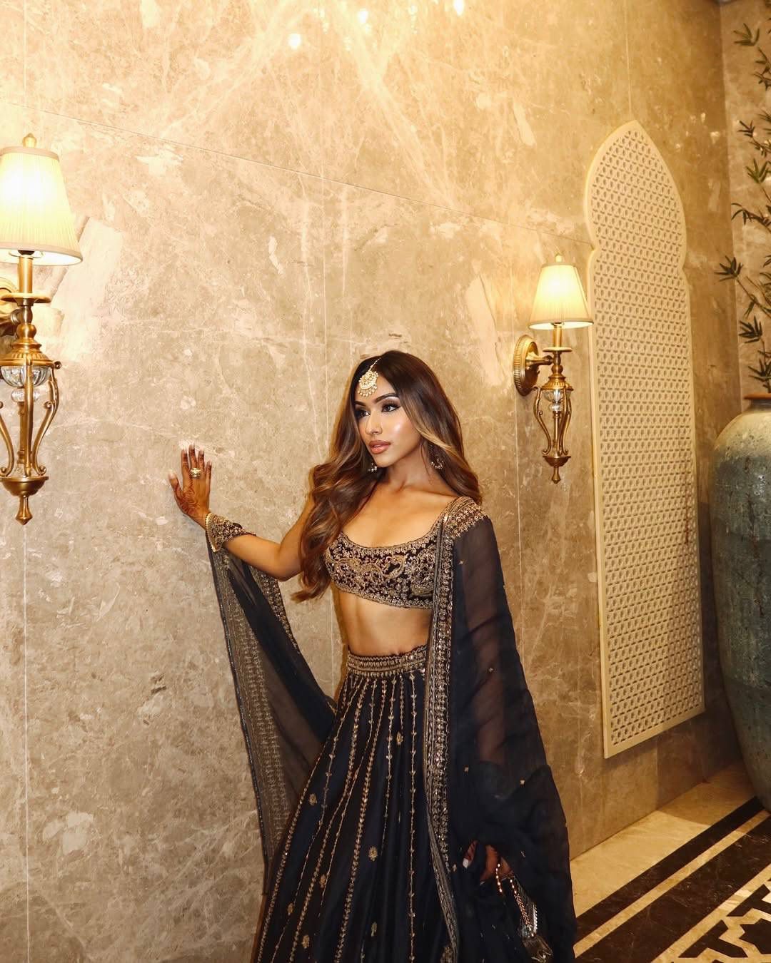 Black Heavy Embroidery, Dori & Sequins Work Premium Crape Silk Designer Bridal Lehenga Choli Set