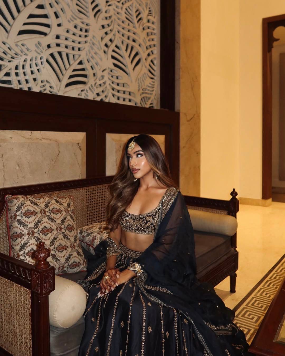 Black Heavy Embroidery, Dori & Sequins Work Premium Crape Silk Designer Bridal Lehenga Choli Set