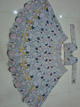 Silver Grey Heavy Multi-Thread, Dori & Sequins Embroidered Butterfly Net Designer Bridal Lehenga Choli Set