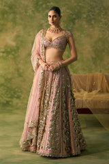 Pink Soft Net Heavy Sequins, Zari & Dori Embroidered Designer Bridal Lehenga Choli Set