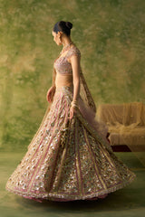 Pink Soft Net Heavy Sequins, Zari & Dori Embroidered Designer Bridal Lehenga Choli Set