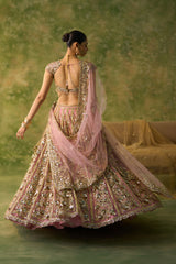 Pink Soft Net Heavy Sequins, Zari & Dori Embroidered Designer Bridal Lehenga Choli Set