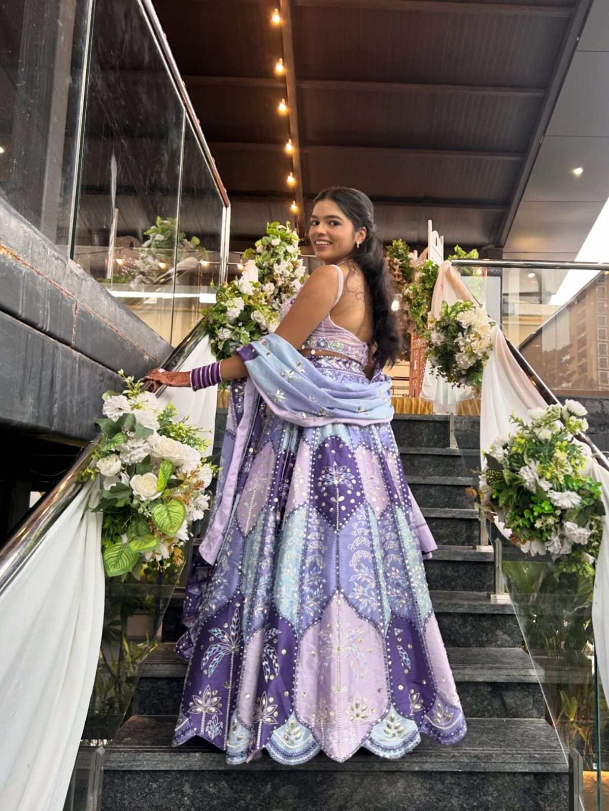 Lavender & Purple Premium Chinon Silk Designer Lehenga Choli with Digital Print & Heavy Mirror Work