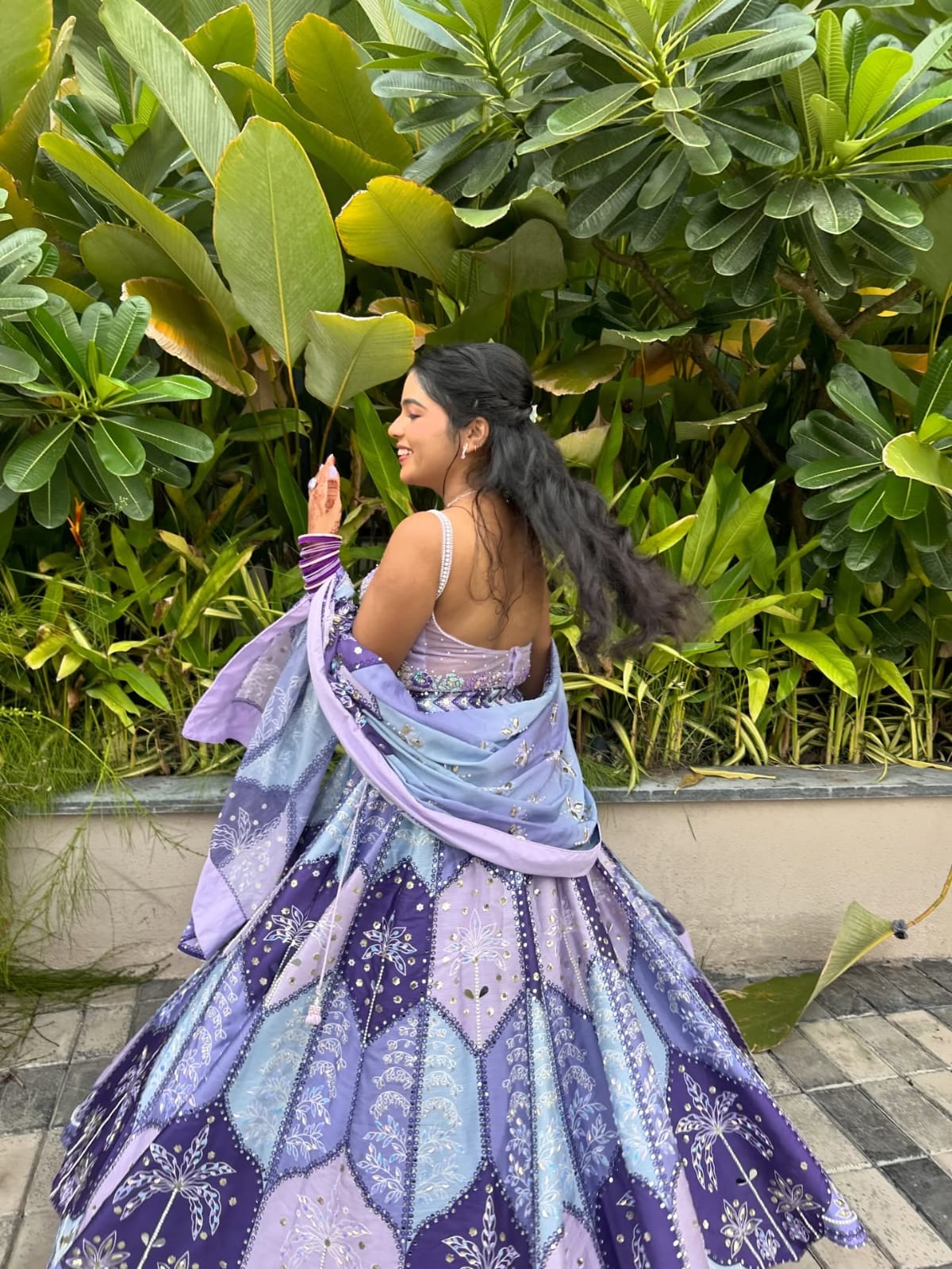 Lavender & Purple Premium Chinon Silk Designer Lehenga Choli with Digital Print & Heavy Mirror Work
