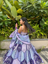 Lavender & Purple Premium Chinon Silk Designer Lehenga Choli with Digital Print & Heavy Mirror Work