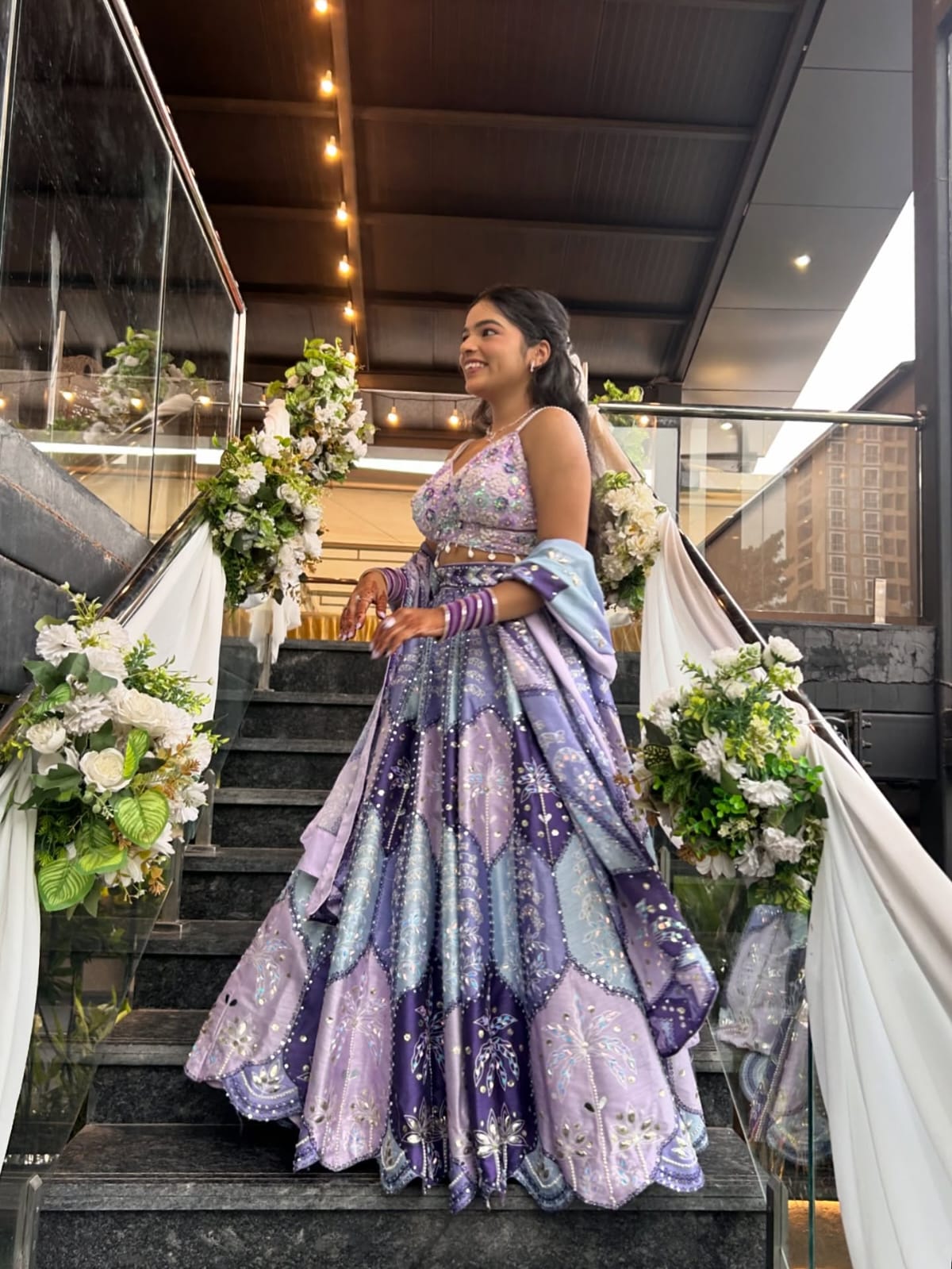 Lavender & Purple Premium Chinon Silk Designer Lehenga Choli with Digital Print & Heavy Mirror Work