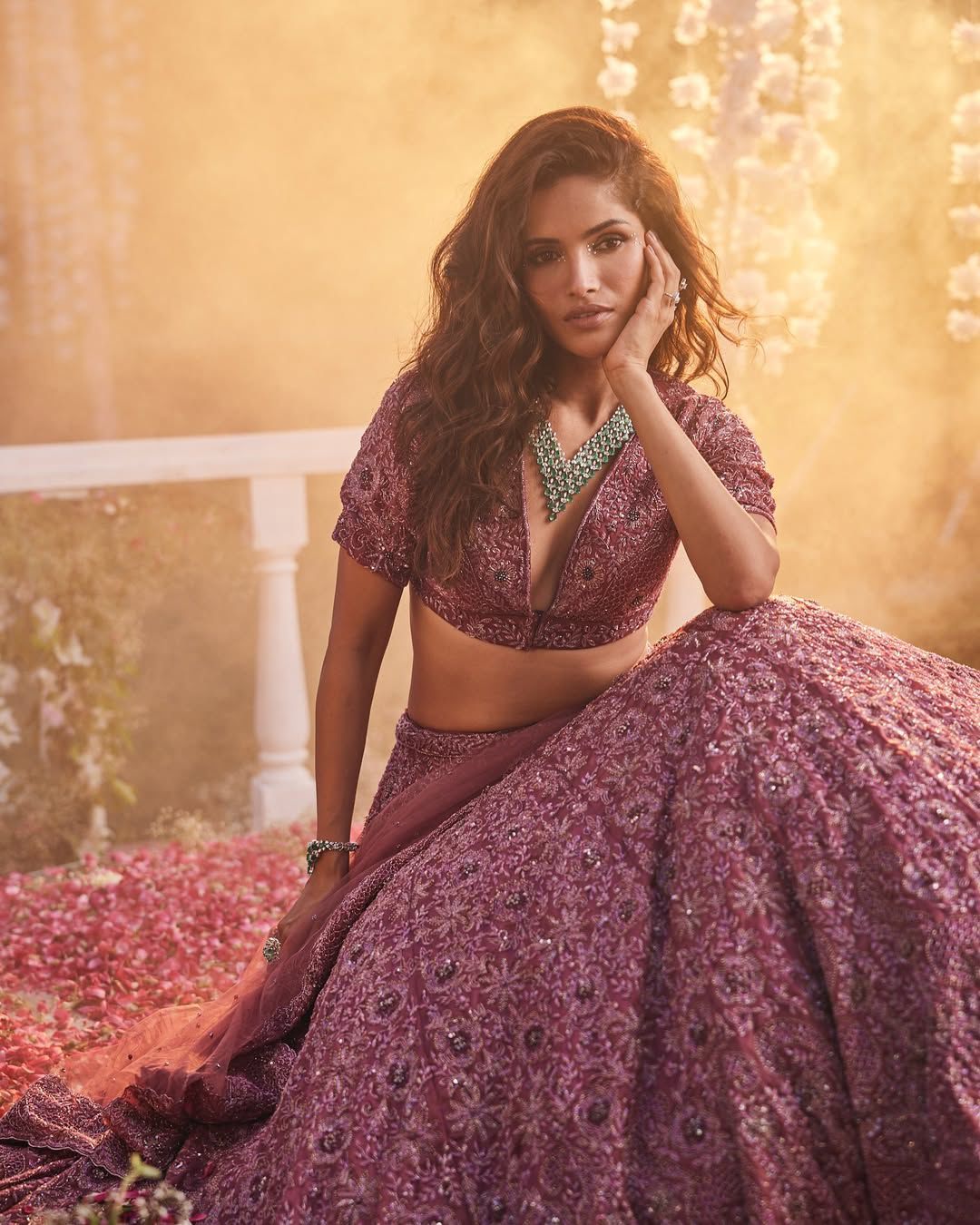 Mauve Pink Premium Chinon Silk Heavy Sequins and Thread Embroidery Bridal Lehenga Choli with Soft Net Dupatta