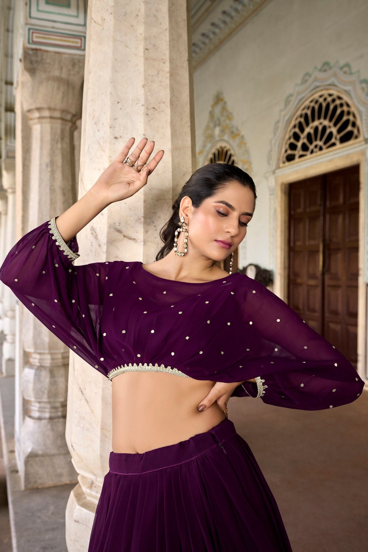 Mustard Yellow Tasar Silk Designer Lehenga Choli with Floral Print, Gota Patti Touch Up & Koti