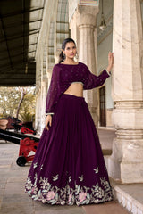 Mustard Yellow Tasar Silk Designer Lehenga Choli with Floral Print, Gota Patti Touch Up & Koti