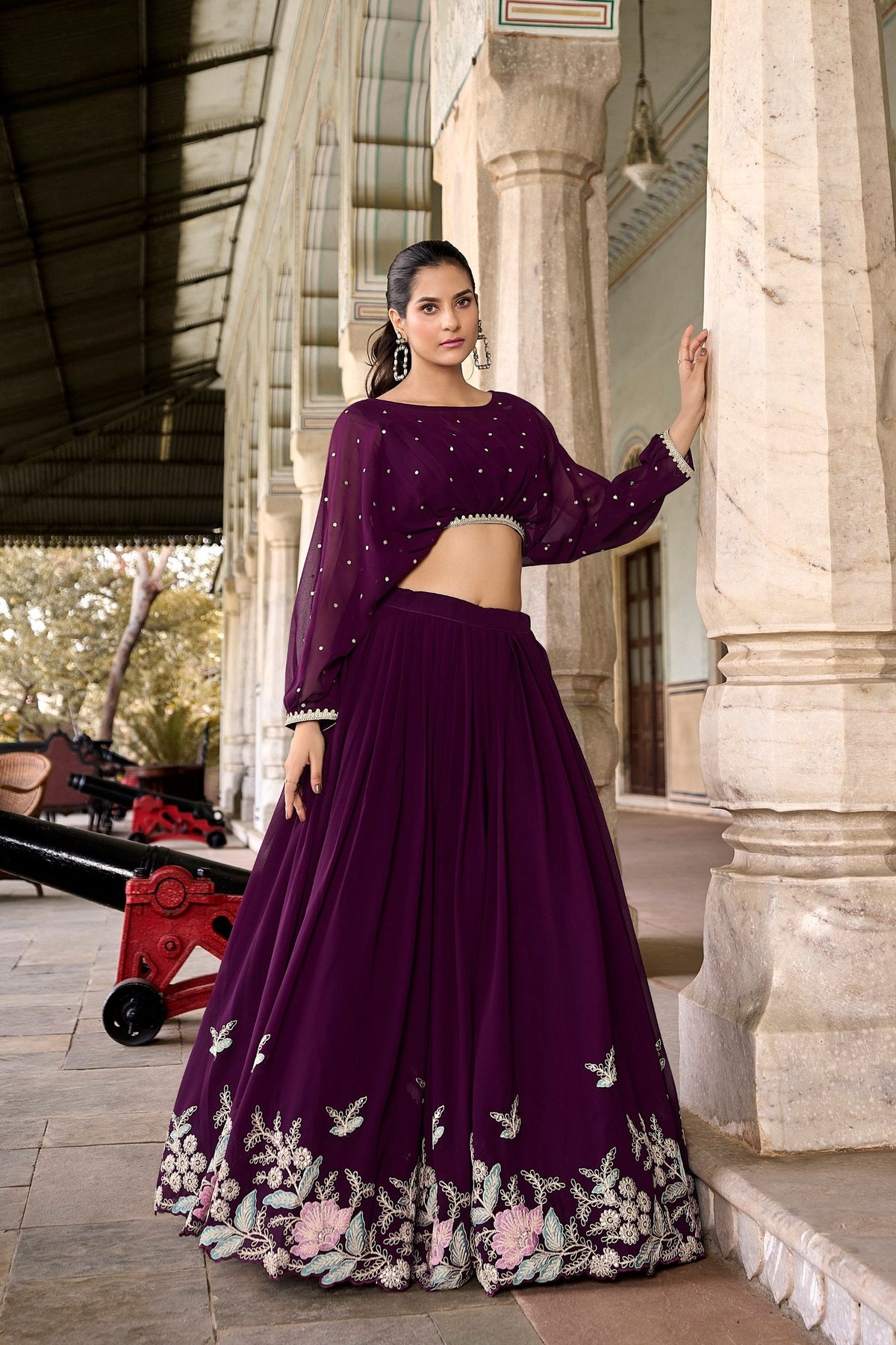 Mustard Yellow Tasar Silk Designer Lehenga Choli with Floral Print, Gota Patti Touch Up & Koti