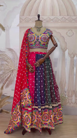 Vibrant Printed Faux Georgette Designer Lehenga Choli with Heavy Embroidery Dupatta